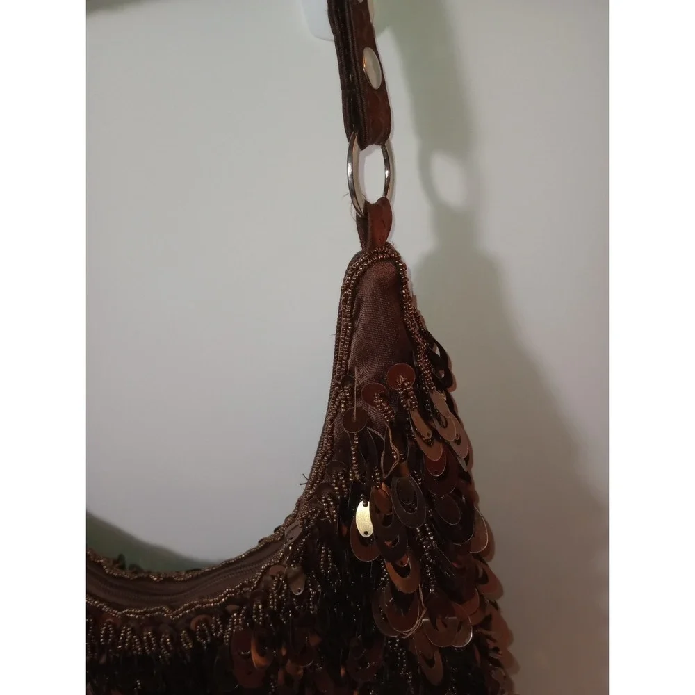 VINTAGE Fashion Posh Handbag Sequined Bronze Color GOGO Bling Glam *READ*